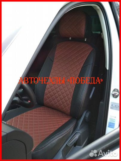 Чехлы Volkswagen Tiguan 1 из экокожи чёрно-коричне