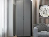 Шкаф двухдверный новый серый для одежды распашной