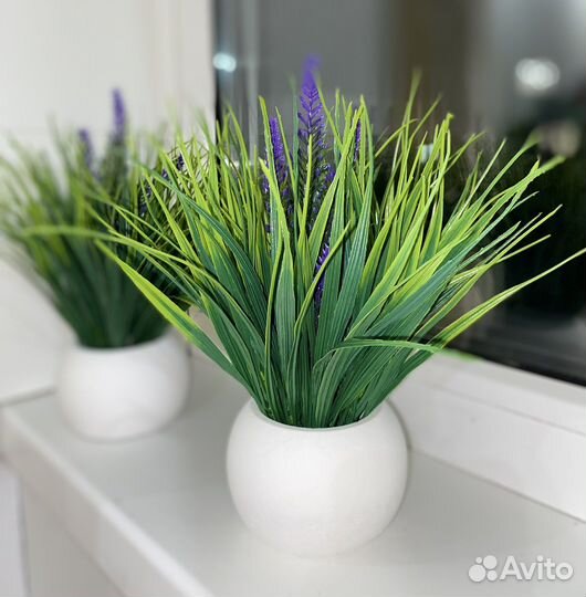 Искусственная трава осока и лаванда