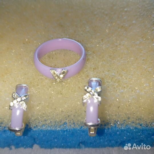 Серьги кольцо и цепочка серебро