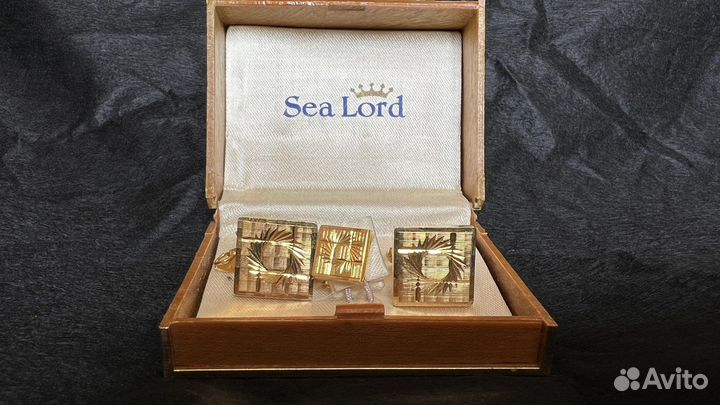 Запонки и зажим для галстука винтаж под золото