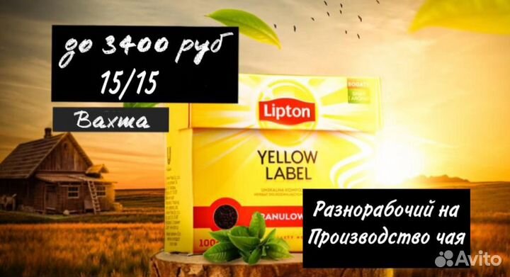 Москва Вахта Разнорабочий на производство чая