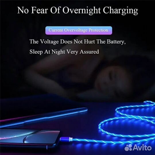 Кабель светящийся USB Type-C 3А 2 метра