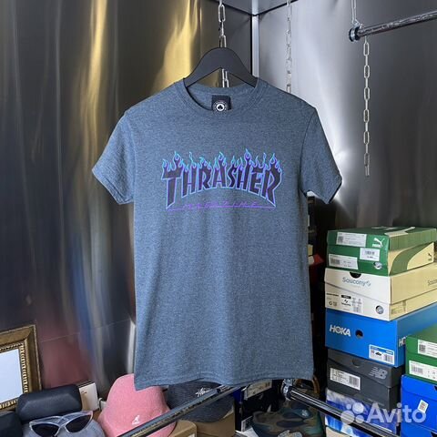 Thrasher Purple Blue Flames Logo TEE купить в Москве по низкой