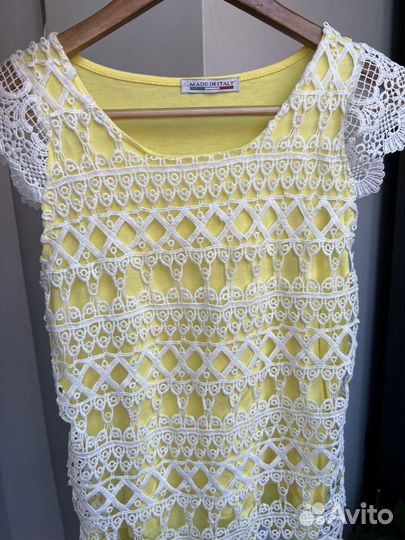 Италия летняя блуза майка с кружевом, р. S(42)