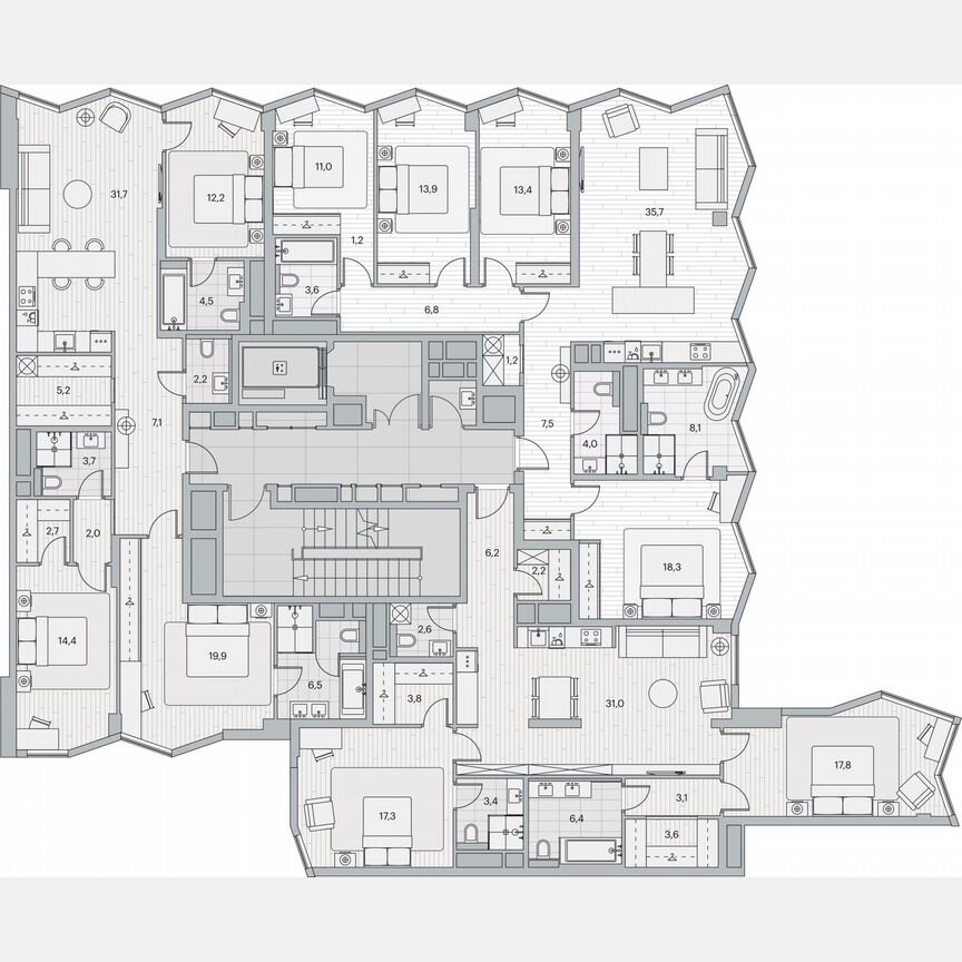 2-к. квартира, 99,3 м², 3/13 эт.