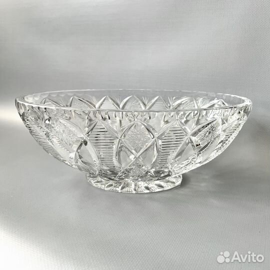 Ваза для фруктов, салатник Хрусталь овальная