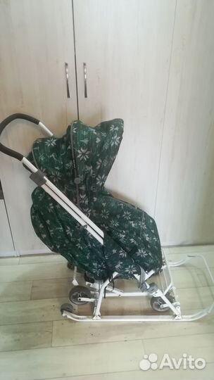 Санки коляска на колесиках