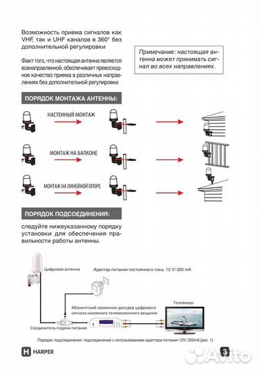 Антенна телевизионная Harper advb-2440