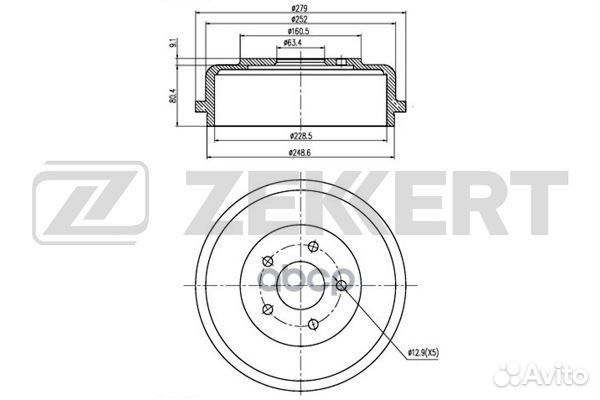 Барабан торм. зад. Ford Tourneo Connect 02- Tr