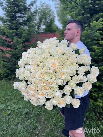 Букет свежих голландских роз 101 шт