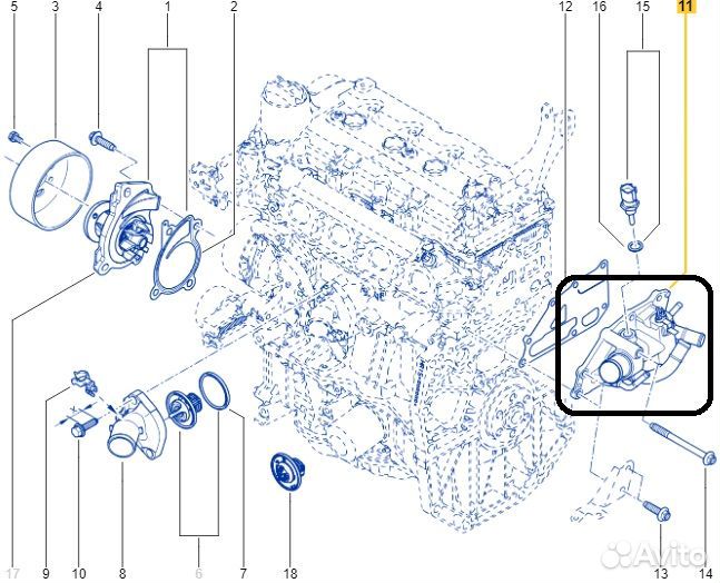 Корпус термостата Renault Duster HSM H4M430 2019