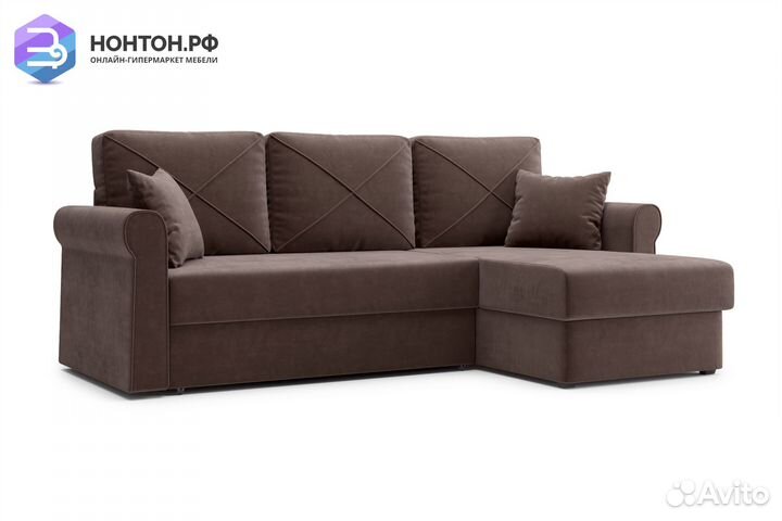 Диван угловой дельфин Лира коричневый