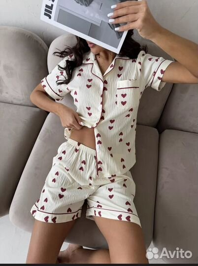 Пижама женская с сердечками