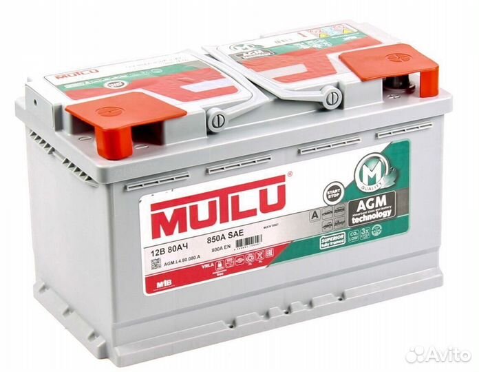 Аккумулятор автомобильный Mutlu AGM 80 Ач 800A обр