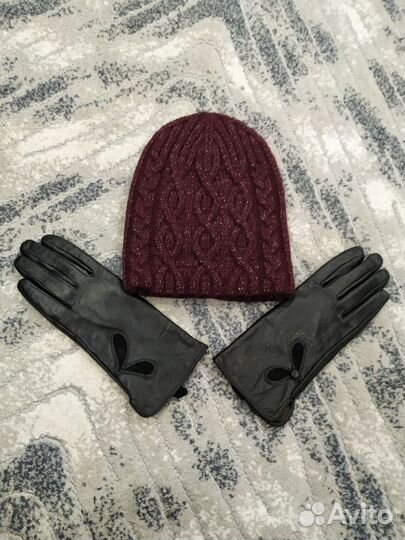 Перчатки 7,5 и шапка новые