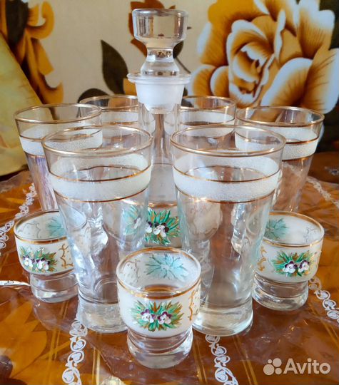 Набор графин и рюмки, стаканы (новый)