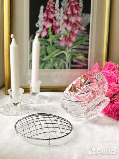 Ваза для цветов роузбол подсвечник хрусталь винтаж