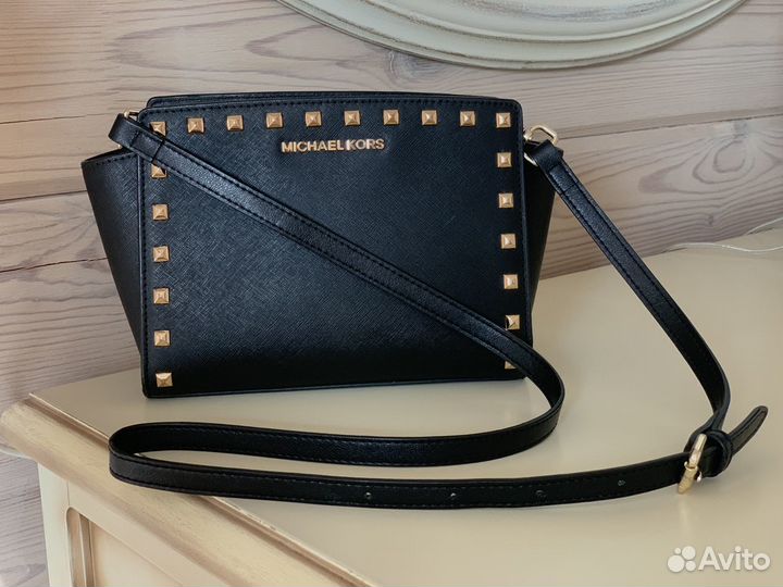 Сумка женская michael kors selma stud mini чёрная