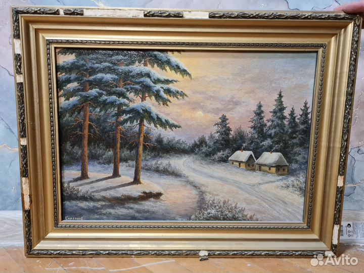 Картины маслом на картоне в багетах; репродукции