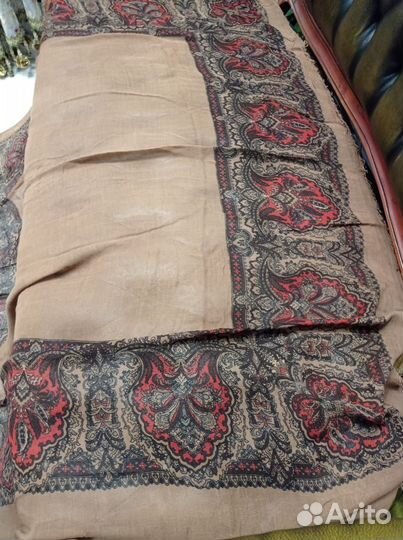 Платок большой шаль 150см шерсть/хлопок ручная