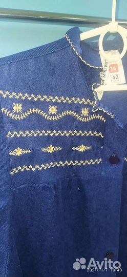 Халат синий велюровый гдр винтаж 80-х р. 46-48