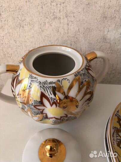 Чайный сервиз лфз СССР золотые ромашки