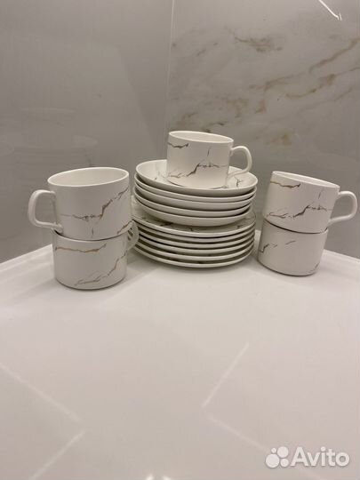 Посуда под мрамор, сервиз, салатница, менажницы