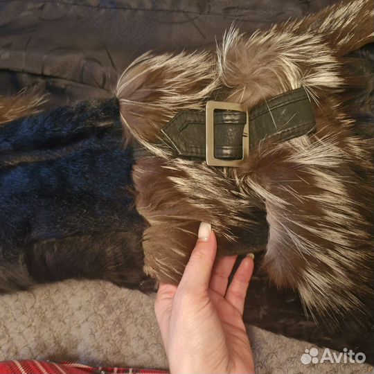 Шуба козлик капюшон чернобурка