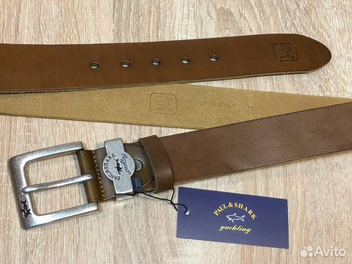 Ремень Paul&Shark yachting мужской кожаный. Коричн