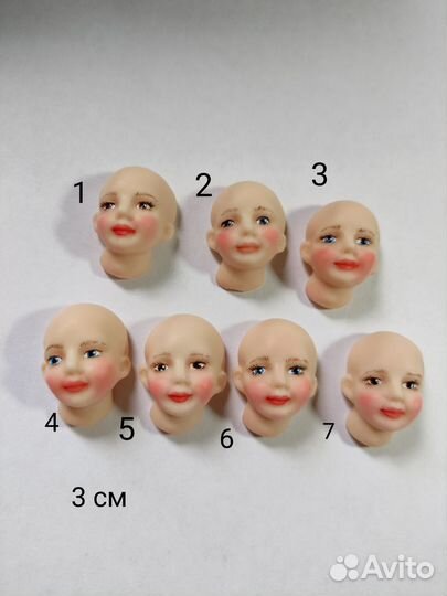 Лицо для ватной игрушки девочки, дети 2,4 - 3 см