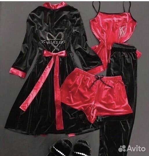 Пижама+халат велюровая 4ка в асс.Рр42-52