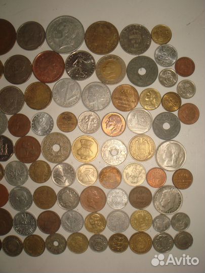 Иностранные монеты без повторов 100 шт