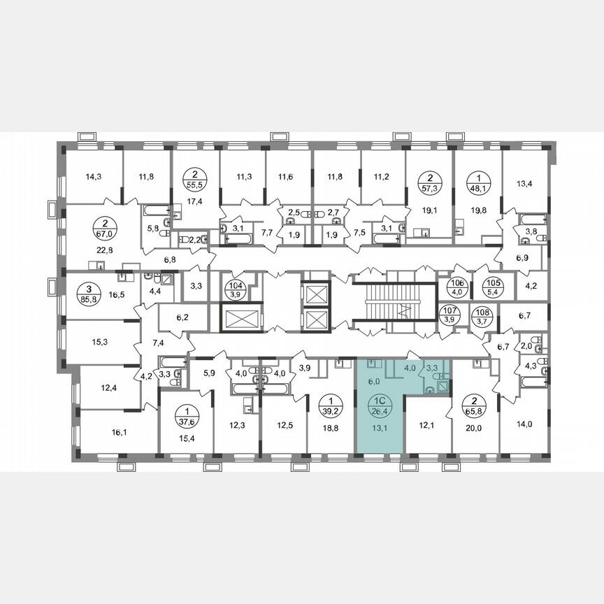 Квартира-студия, 26,4 м², 3/19 эт.