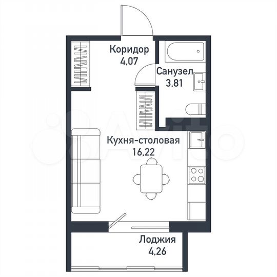 Квартира-студия, 24,3 м², 10/10 эт.