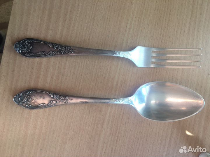 Столовый набор ложки и вилки СССР из мельхиора
