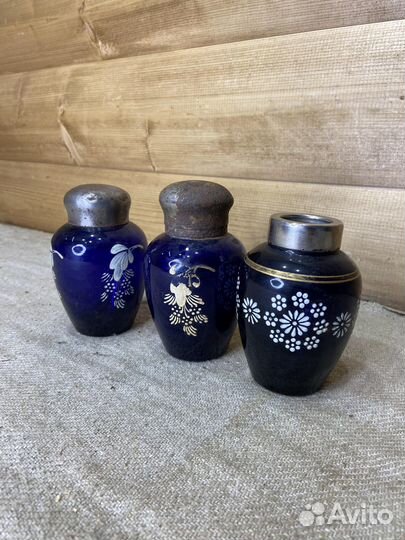 Чайница Советская Синие Стекло