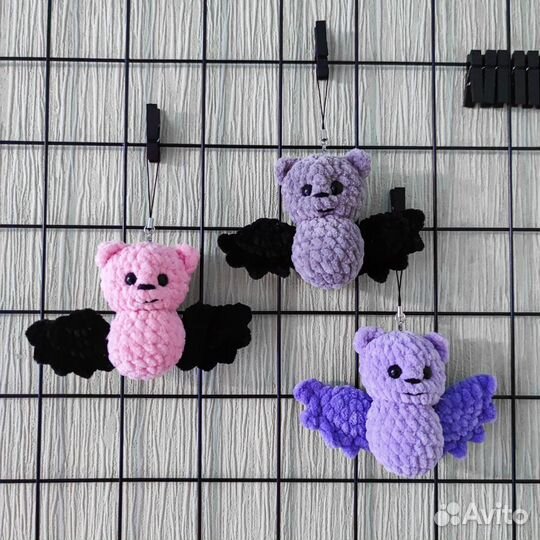 Летучая мышь вязаная игрушка / ручная работа