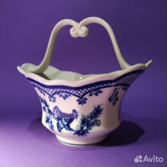 Ваза Фарфоровая Корзинка Глухарь Коростень 1970-е