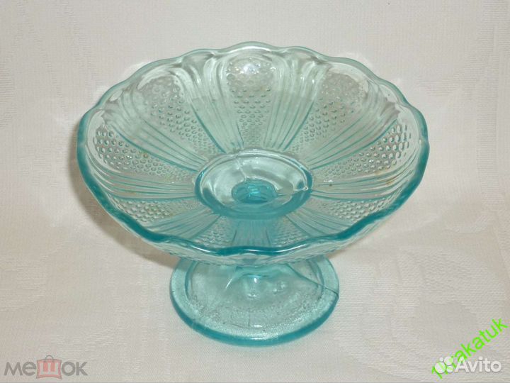 Ваза на ножке, лимонница русское стекло россия