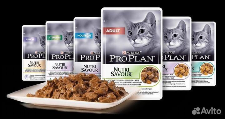 Влажный корм для кошек Pro plan, паучи по 85 г