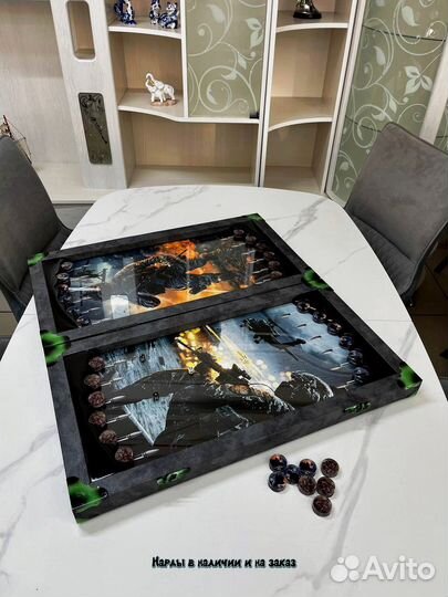 Нарды ручной работы со стеклом 