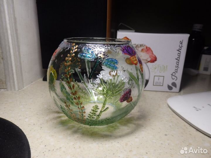 Ваза, подсвечник витражная роспись