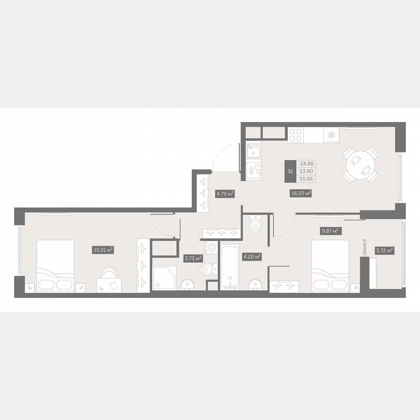 2-к. квартира, 55,7 м², 7/10 эт.