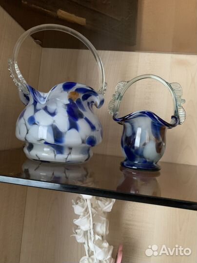 Ваза конфетница цветное стекло СССР