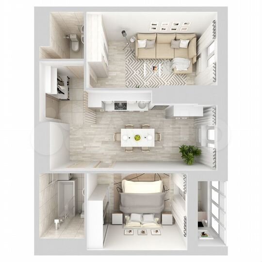 2-к. квартира, 54,3 м², 4/15 эт.