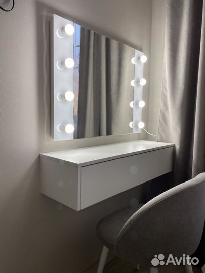 Гримерное зеркало с лампочками 80х60