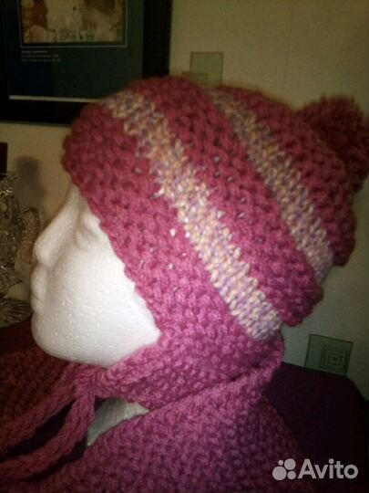 Шапочка и шарф для девочки 4-7 лет