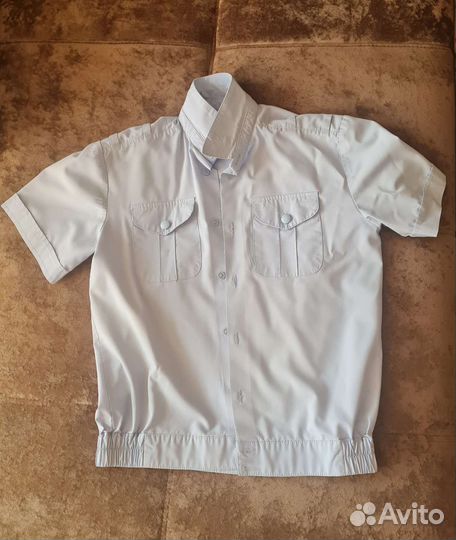 Рубашка школьная кадетская, голубая