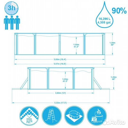 Сборный бассейн Bestway Hydrium (500x360x120)